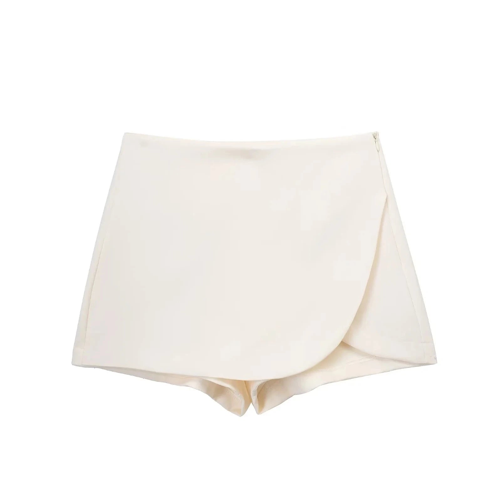 Women's High Waist Asymmetric Mini Skirt with Overlap Front