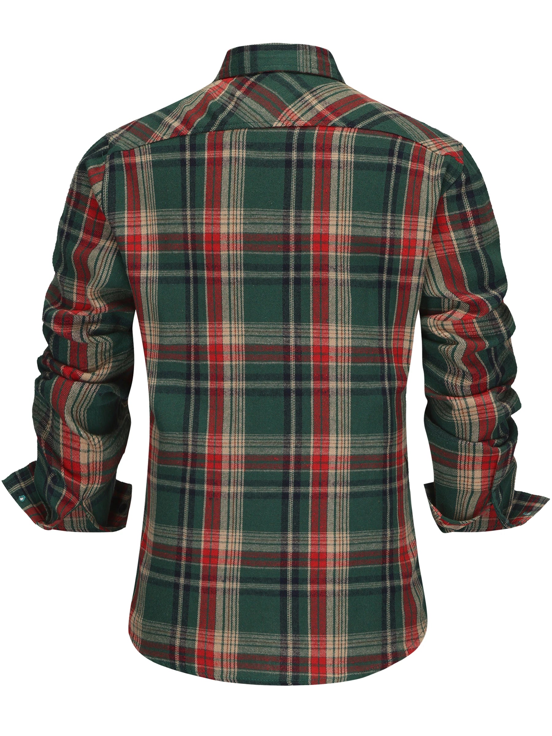 Men's Cotton Long-Sleeve Shirt with Front Pocket and Button Style