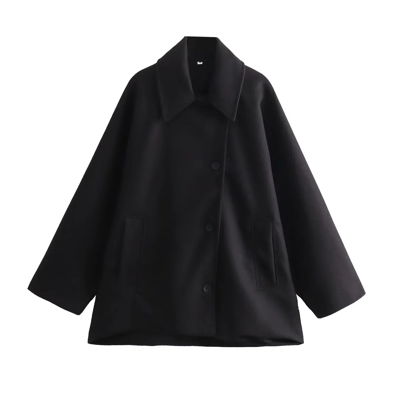 Women's Oversized Winter Coat with Long Sleeves and Button Front