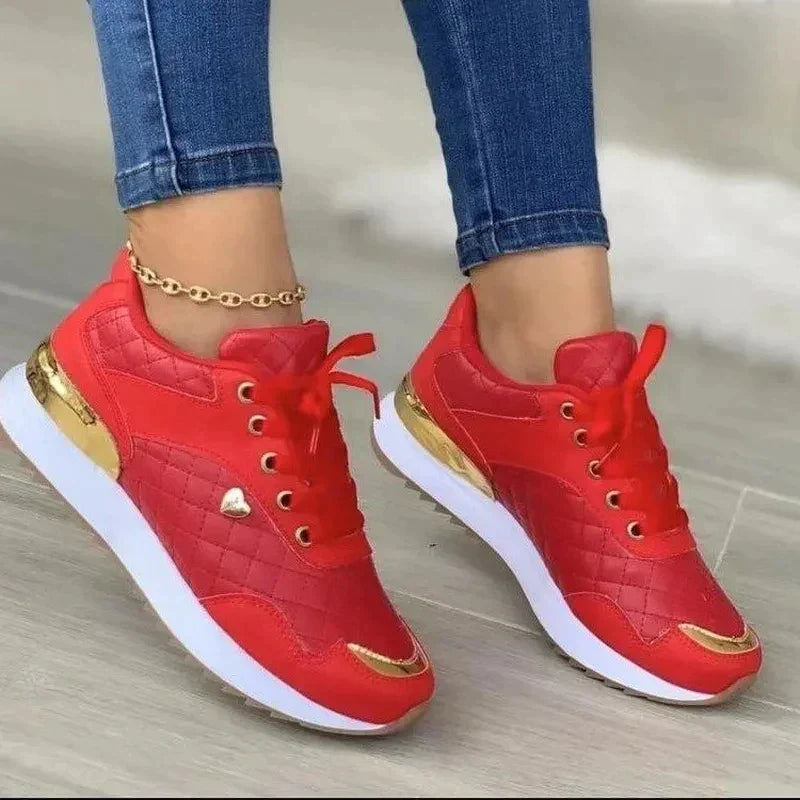 Women's Stylish Orthopedic Sneakers with Gold Accent