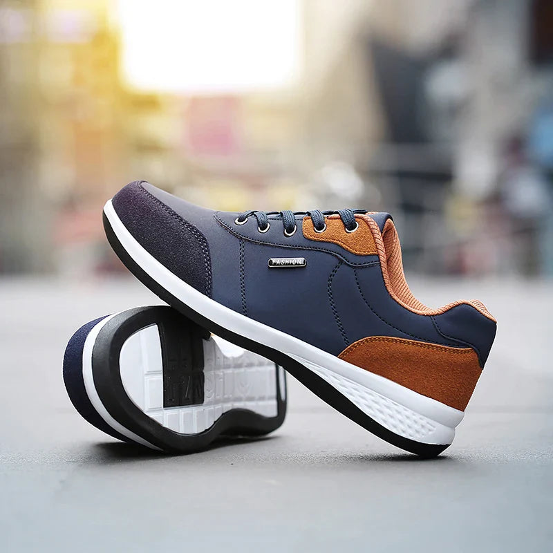Men's Casual Lace-Up Shoes with Contrast Panel Detailing