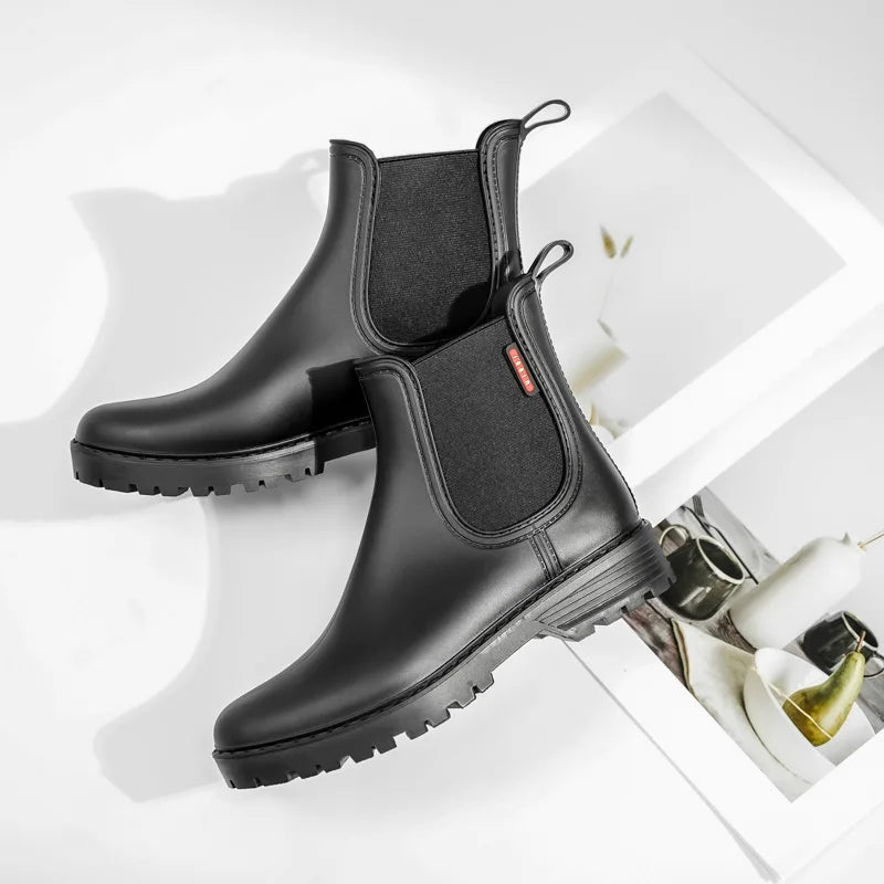 Women’s Chelsea Waterproof Rain Boots with Slip-Resistant Rubber Sole