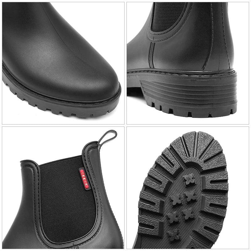 Women’s Chelsea Waterproof Rain Boots with Slip-Resistant Rubber Sole