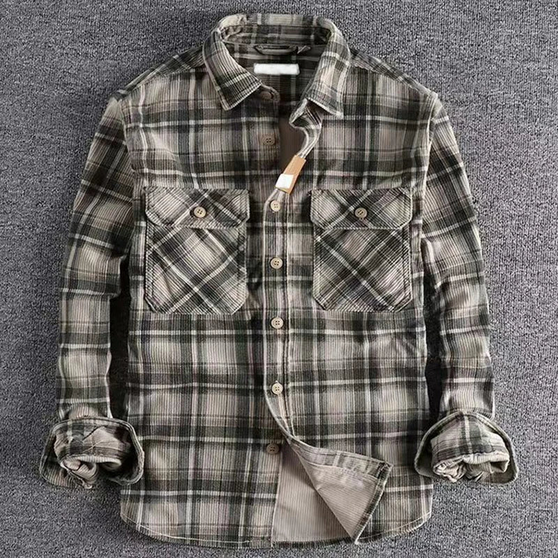 Men's Long-Sleeve Casual Shirt with Classic Button-Front Design