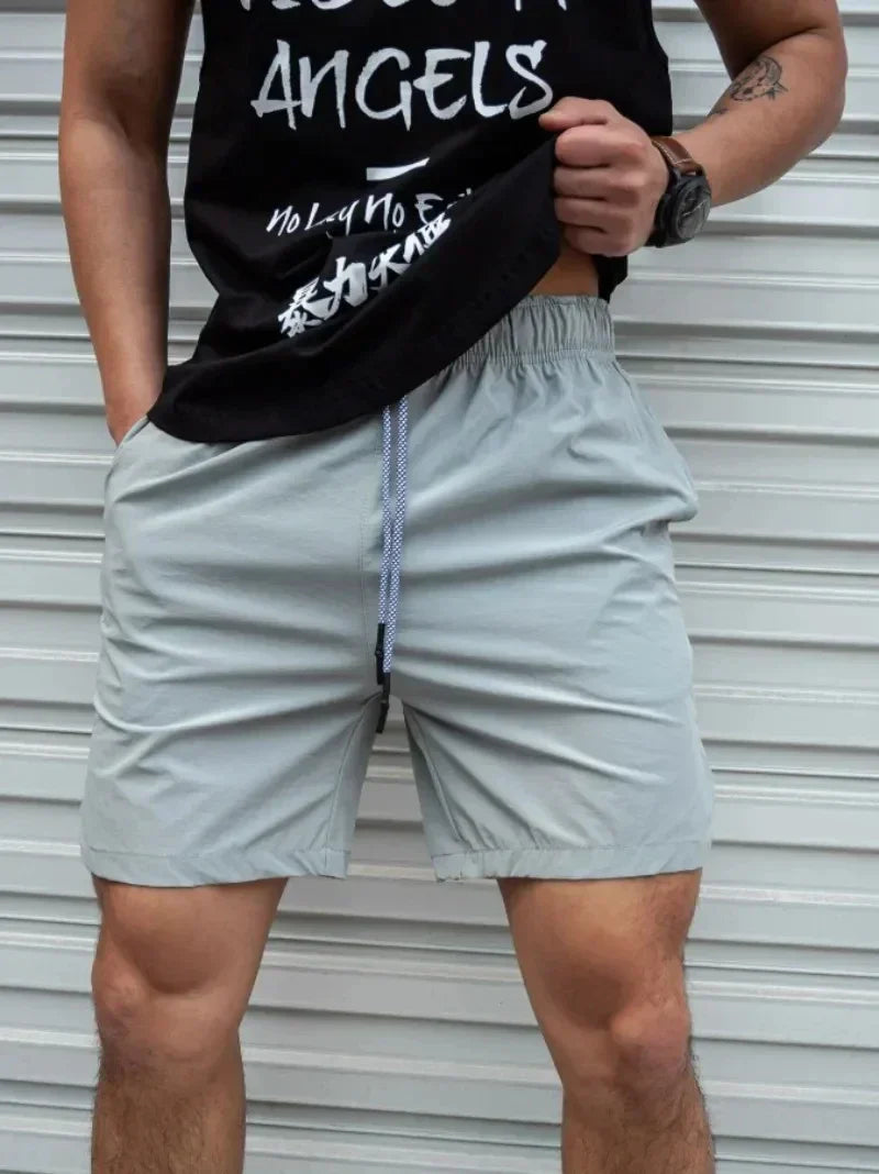 Men's Quick-Dry Swim Shorts with Adjustable Waist and Side Pockets