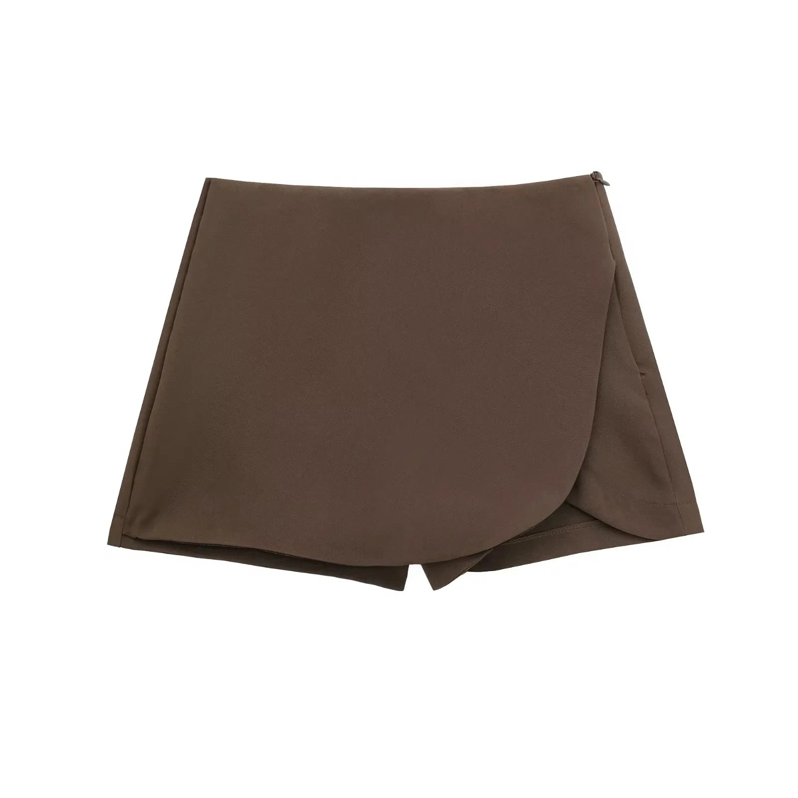 Women's High Waist Asymmetric Mini Skirt with Overlap Front