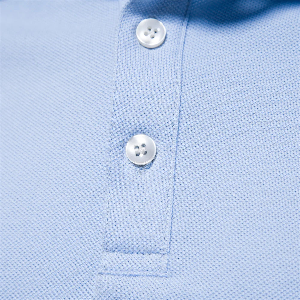 Men's Short-Sleeve Polo Shirt with Stripe Trim and Chest Logo