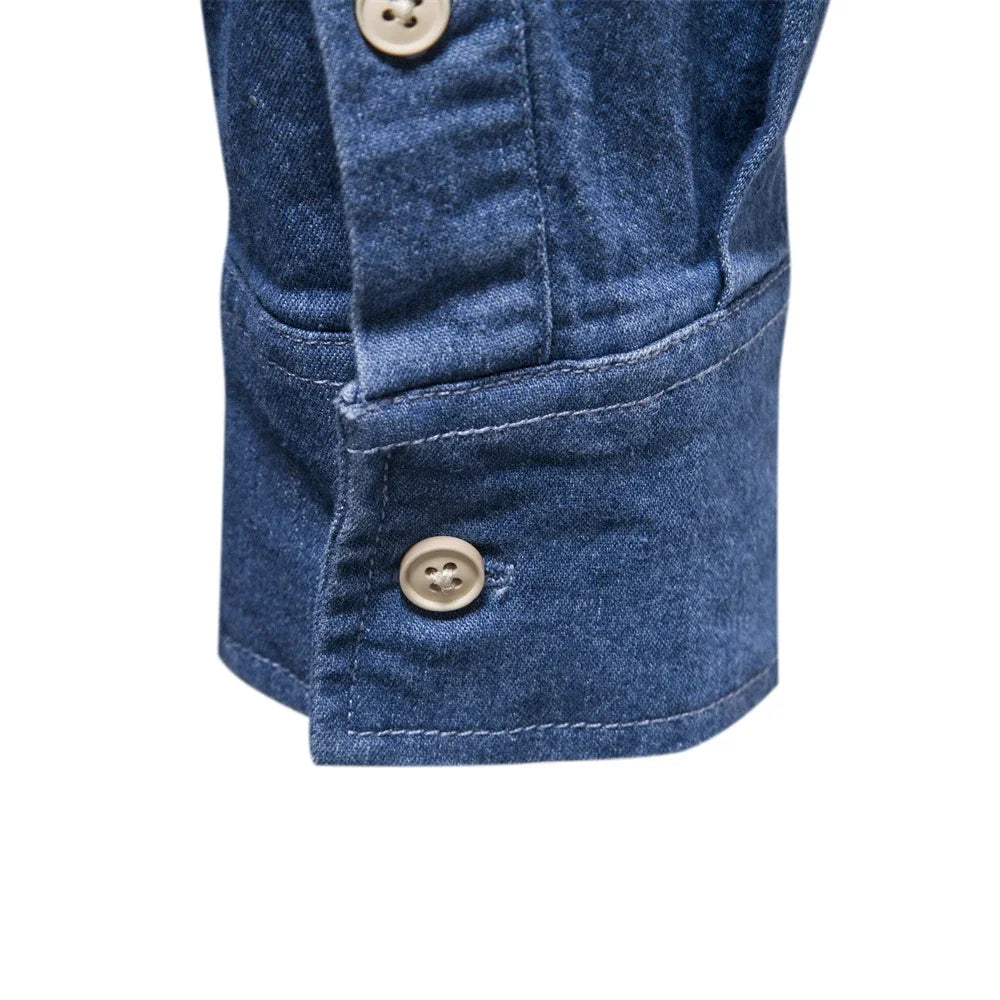 Men's Slim Fit Long Sleeve Shirt with Button Front and Classic Collar