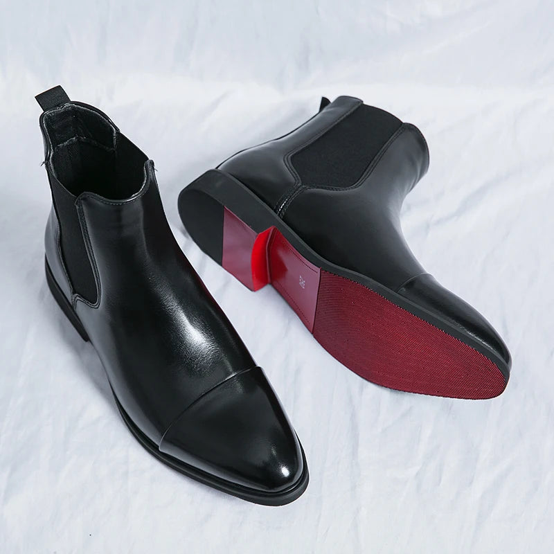 Men’s Chelsea Ankle Boots Sleek Fit Cap Toe Slip-On