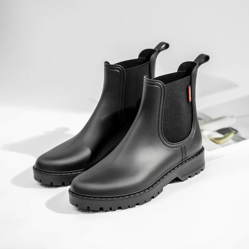 Women’s Chelsea Waterproof Rain Boots with Slip-Resistant Rubber Sole