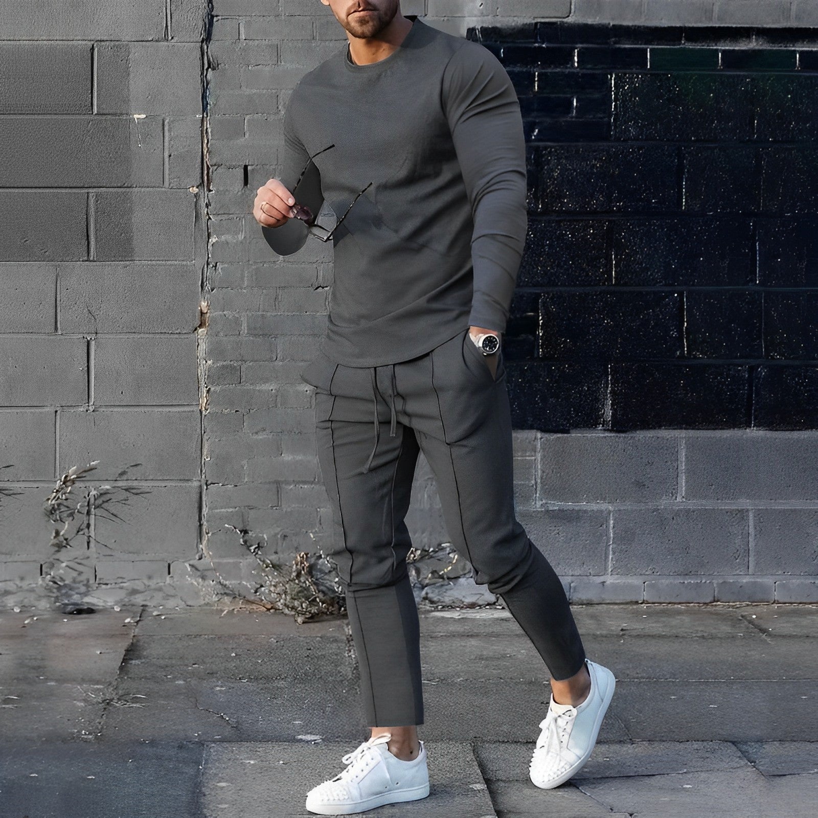 Men's 2-Piece Loungewear Set with Slim Fit Sweatshirt and Joggers