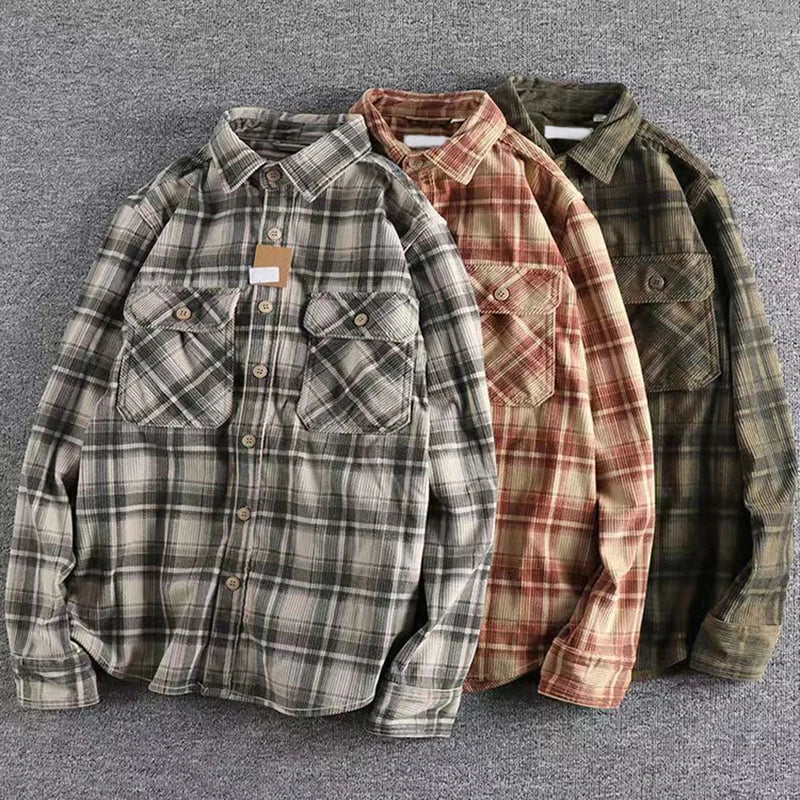 Men's Long-Sleeve Casual Shirt with Classic Button-Front Design
