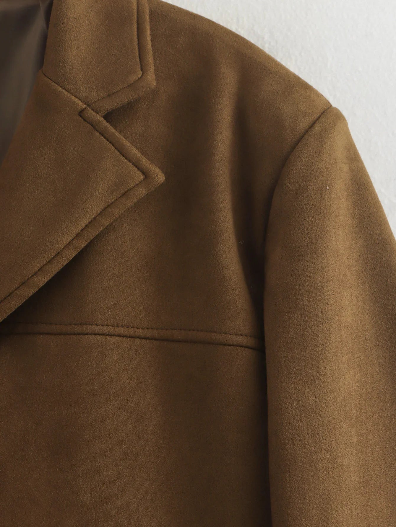 Women's Brown Blazer Jacket with Cropped Fit and Long Sleeve Design