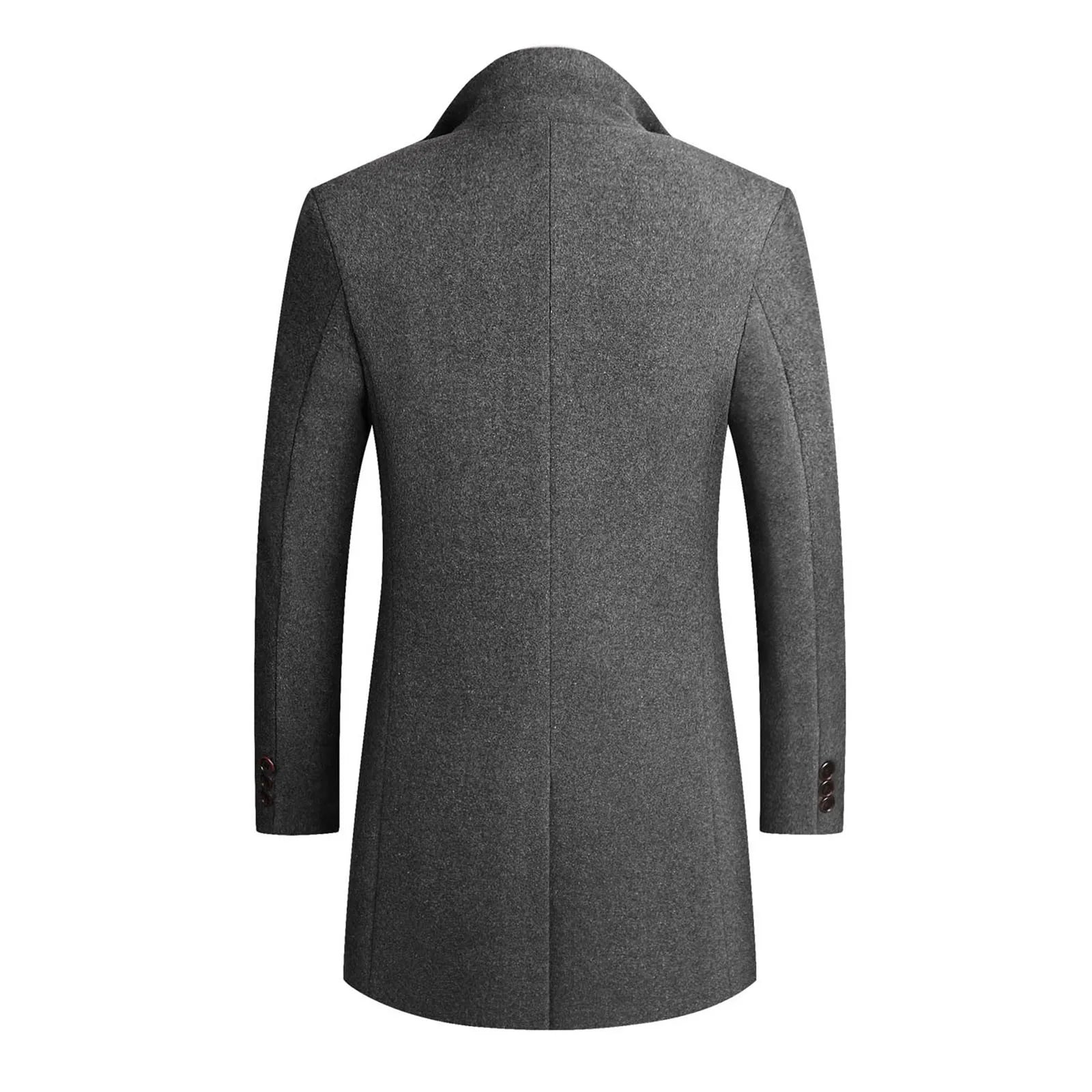 Men's Slim Fit Long Coat with Classic Lapel Design