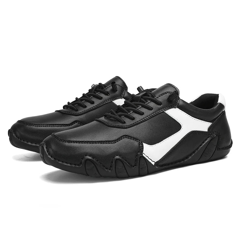 Men's Lace-Up Loafers with Contrast Panel and Textured Outsole