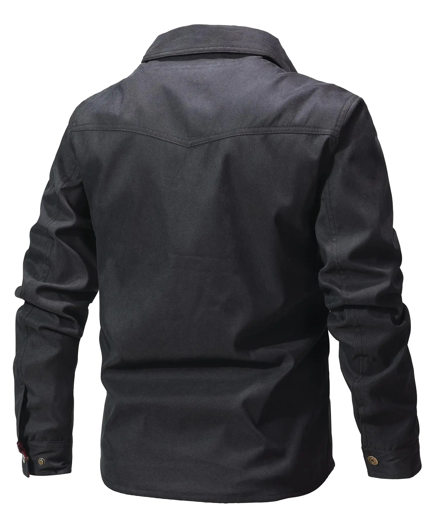 Men’s Western Overshirt Jacket with Plaid Lining and Flap Pockets