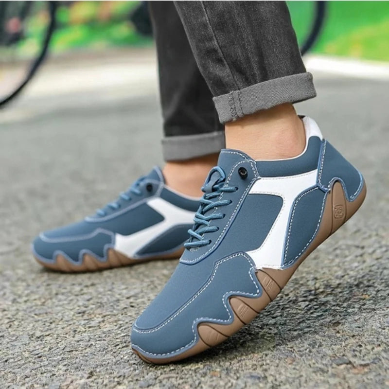 Men's Lace-Up Loafers with Contrast Panel and Textured Outsole