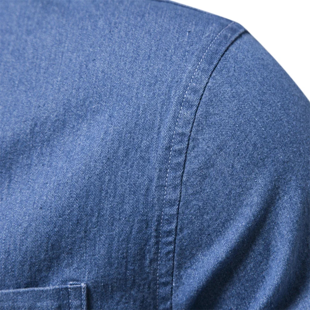 Men's Slim Fit Long Sleeve Shirt with Button Front and Classic Collar
