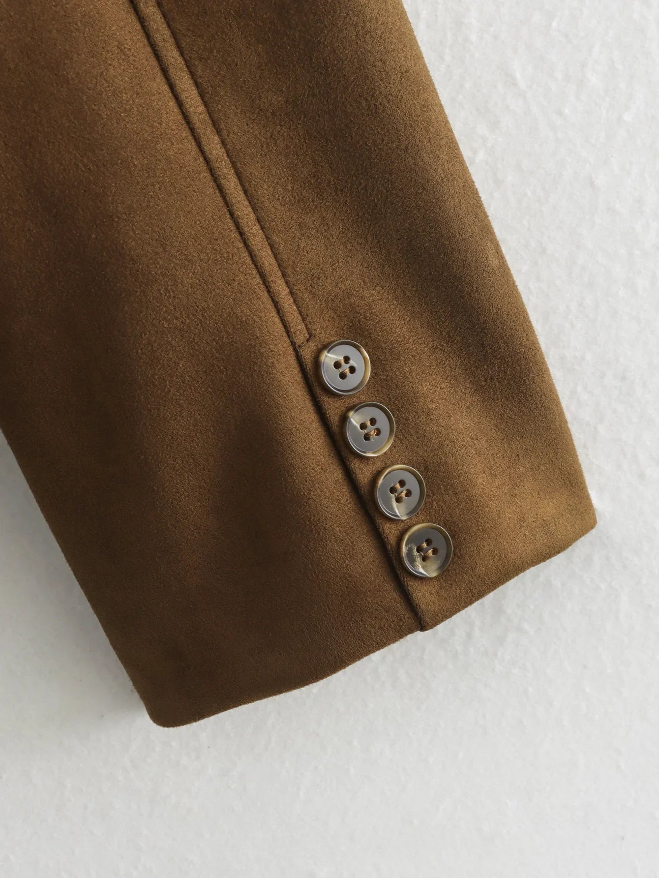 Women's Brown Blazer Jacket with Cropped Fit and Long Sleeve Design