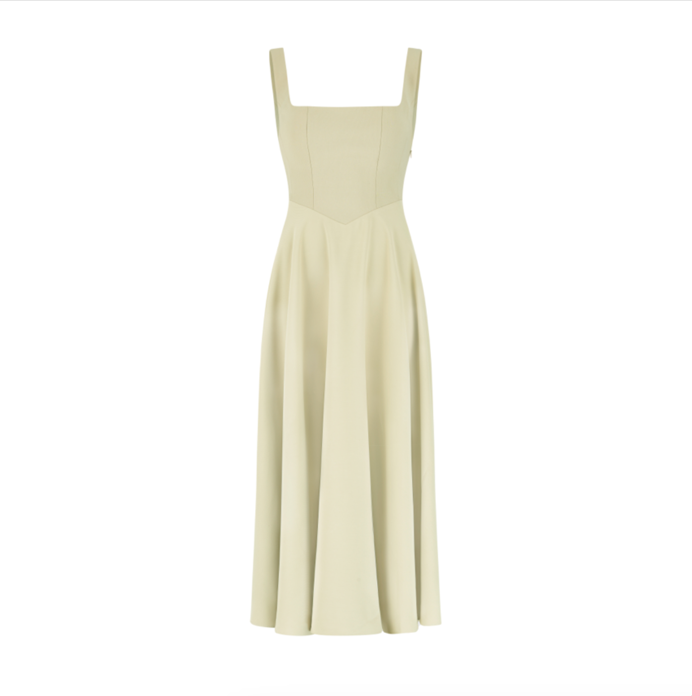 Women's Sleeveless Square Neck Midi Dress with A-Line Silhouette