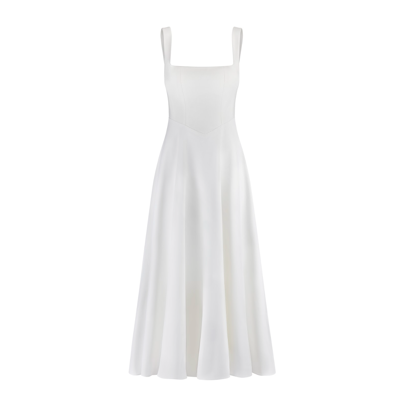 Women's Sleeveless Square Neck Midi Dress with A-Line Silhouette