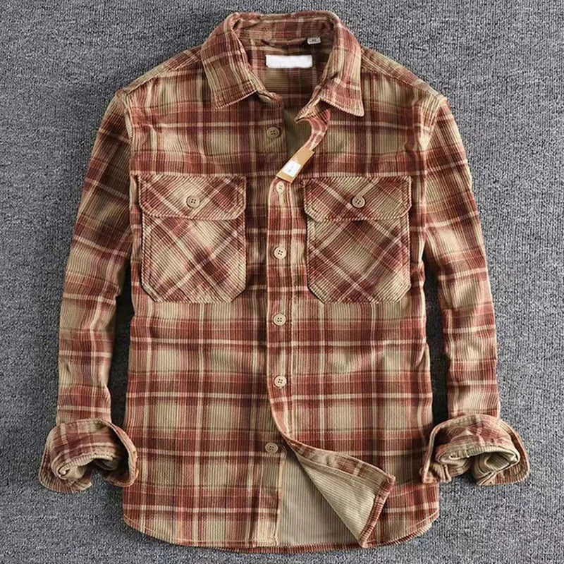 Men's Long-Sleeve Casual Shirt with Classic Button-Front Design