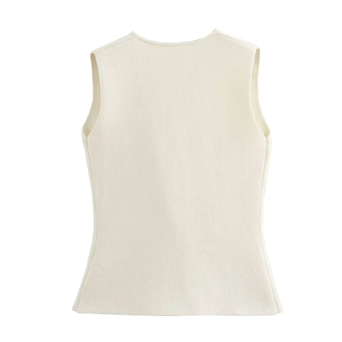 Women's Button-Front Knitted Vest Top with Sleeveless Design