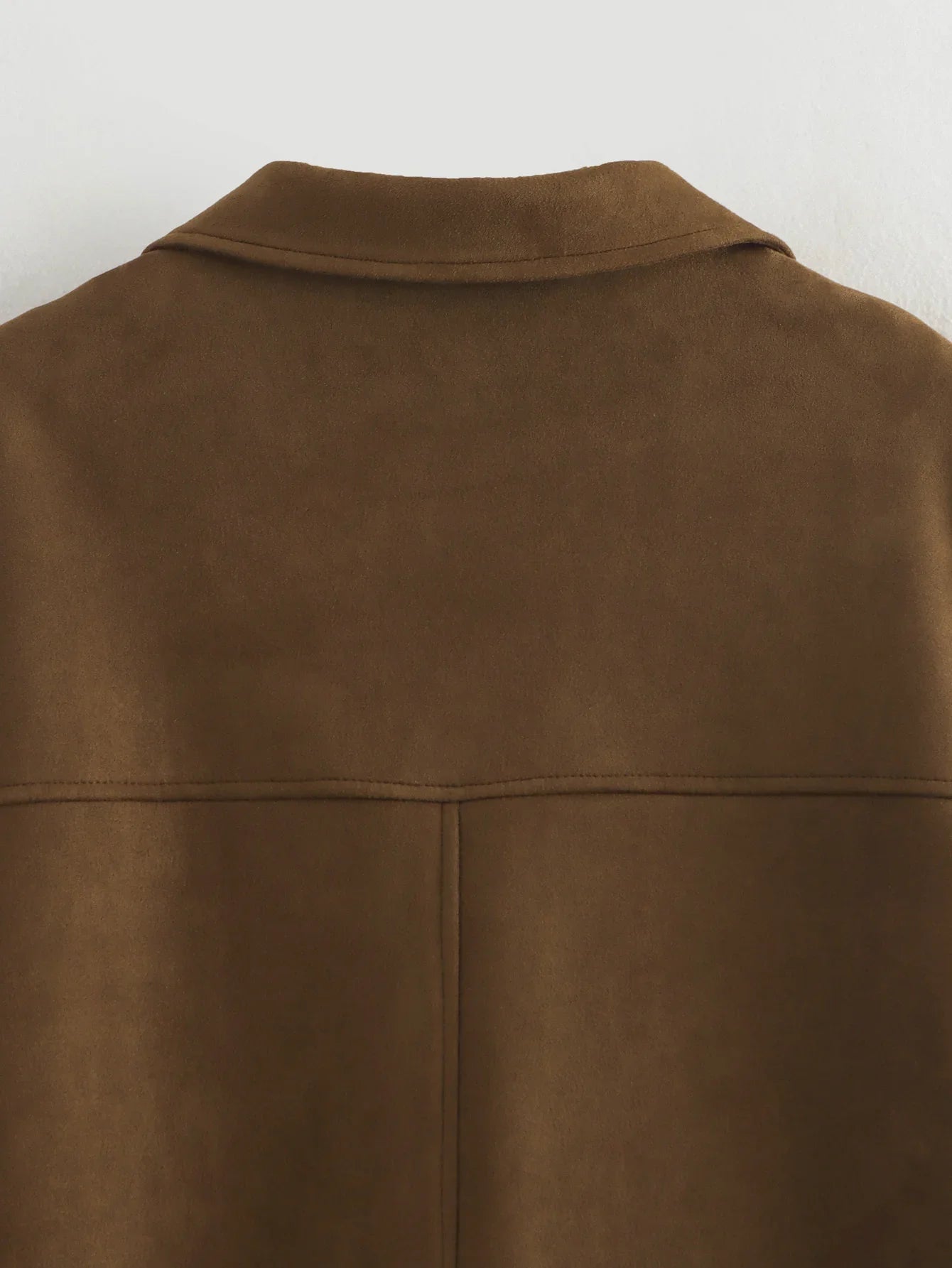 Women's Brown Blazer Jacket with Cropped Fit and Long Sleeve Design