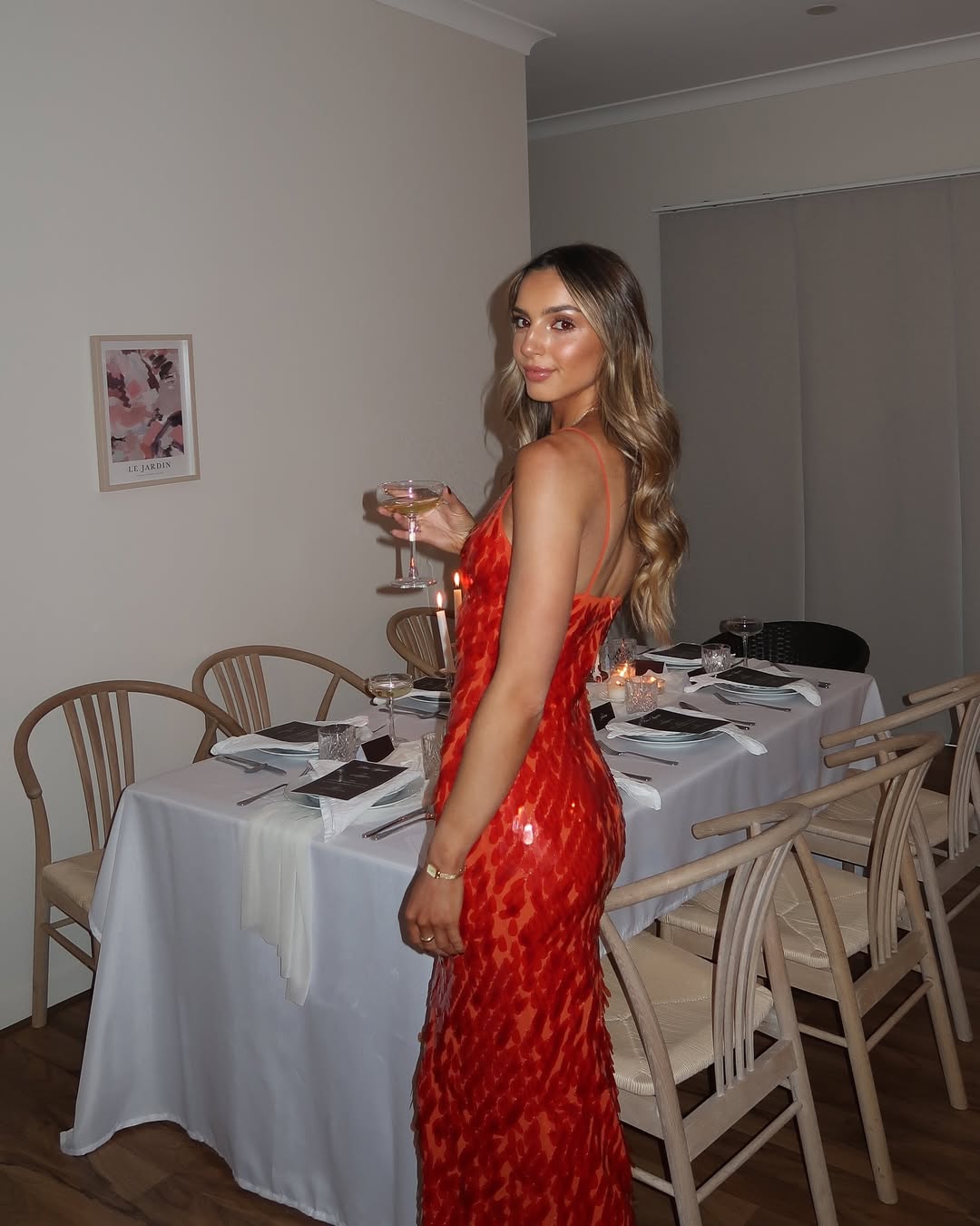 Women's Sequin Maxi Dress with Deep V-Neck and Slim Fit Cut