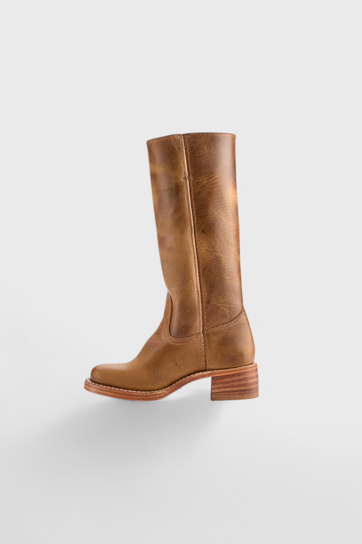 Women's Knee High Boots with Stacked Heel and Classic Round Toe