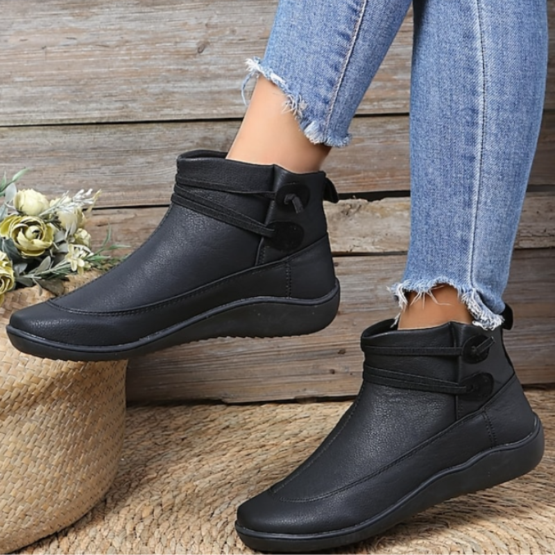 Women’s Waterproof Ankle Boots with Adjustable Straps and Comfort Sole