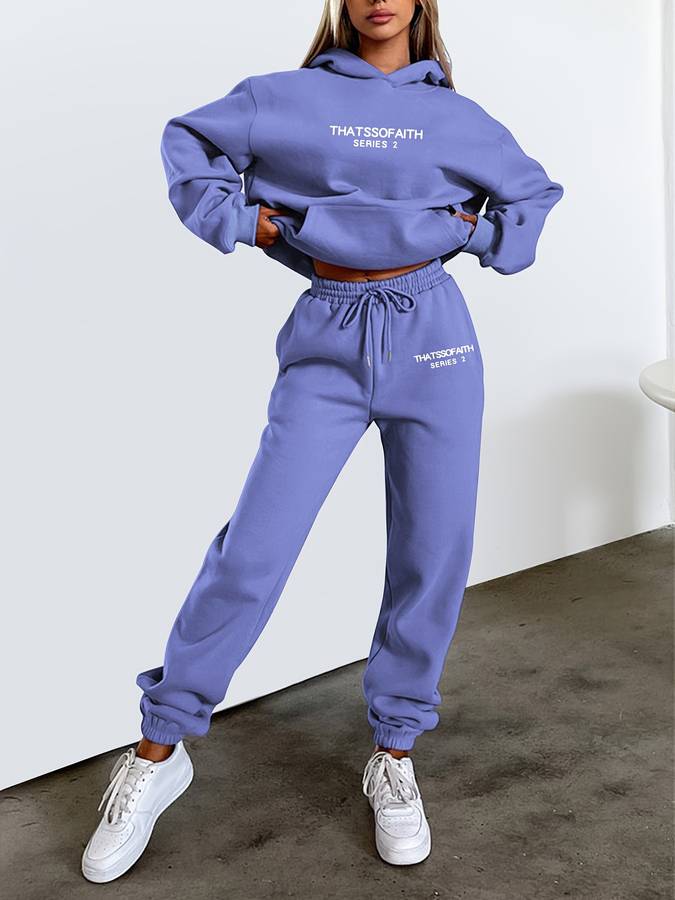 Women's 2-Piece Set Tracksuit with Hoodie Sweatshirt and Joggers