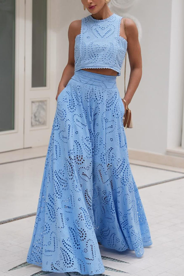 Women's Sleeveless Top and Wide-Leg Pants Set