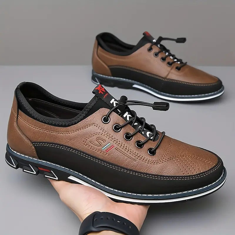 Men's Two-Tone Lace-Up Loafers with Contrast Stitching