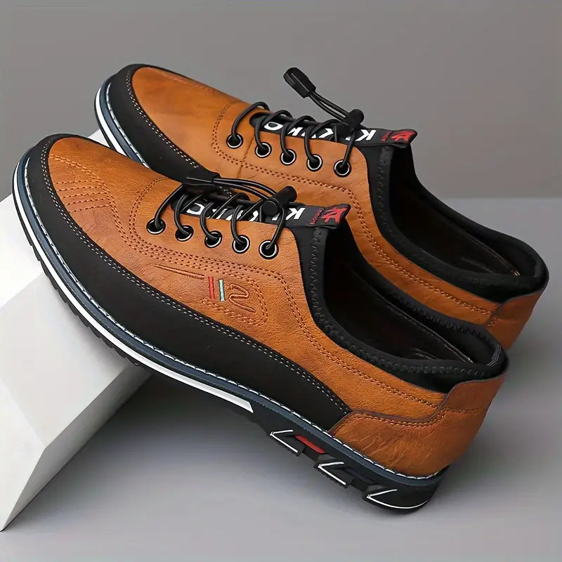Men's Two-Tone Lace-Up Loafers with Contrast Stitching