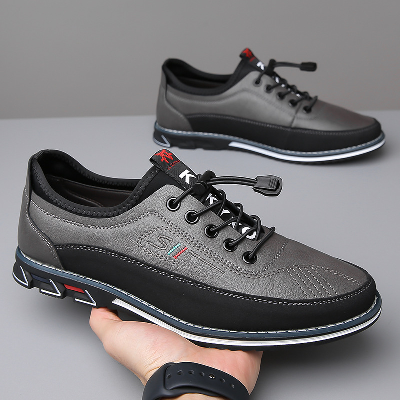 Men's Two-Tone Lace-Up Loafers with Contrast Stitching