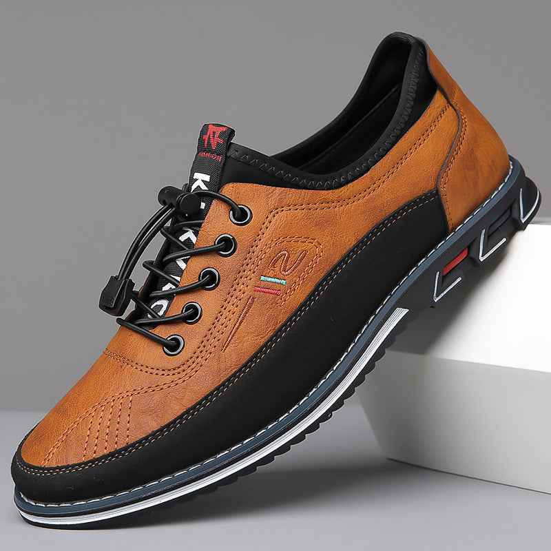 Men's Two-Tone Lace-Up Loafers with Contrast Stitching