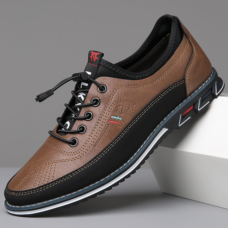 Men's Two-Tone Lace-Up Loafers with Contrast Stitching