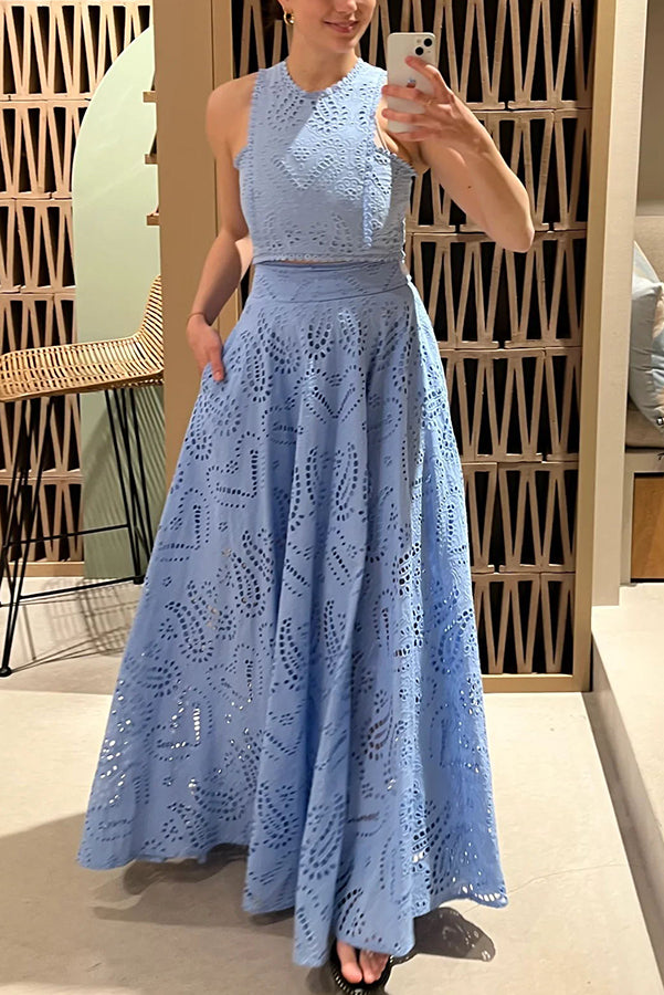 Women's Sleeveless Top and Wide-Leg Pants Set