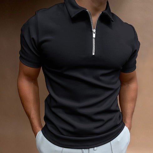Men’s Zip Polo Shirt – Fitted Short Sleeve Top for Casual & Smart Summer Outfits