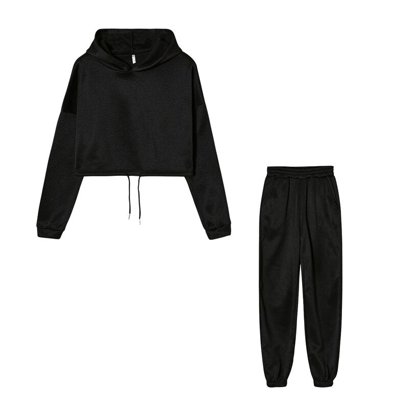 Women's 2-Piece Tracksuit Loungewear with Drawstring Jogger Pants
