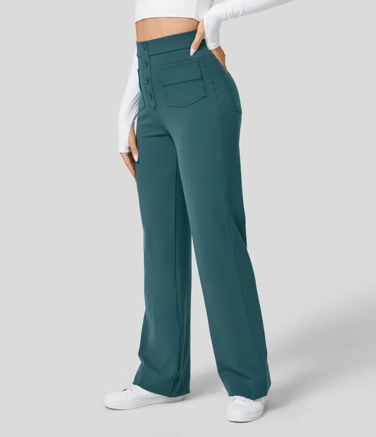 Elegant High-waisted Straight Pants for Women