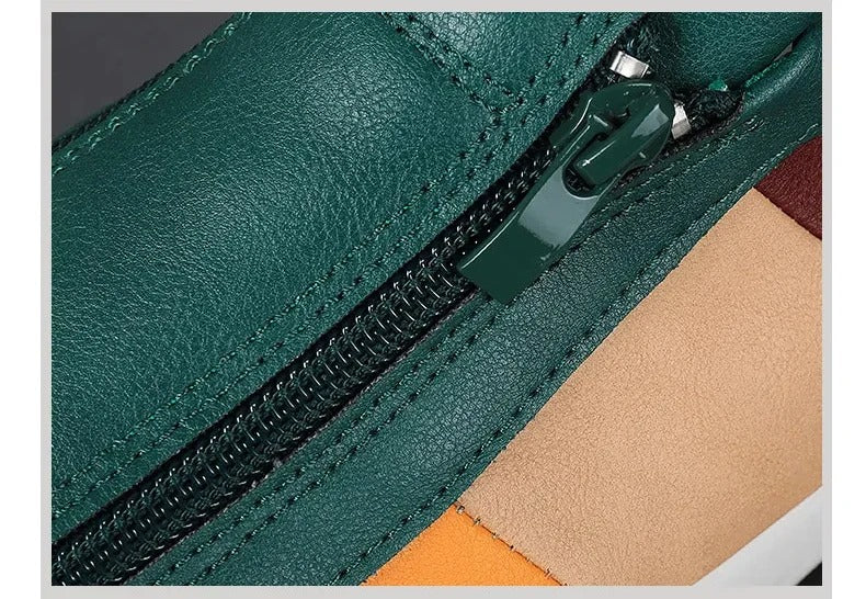 Men's Slip-On Casual Sneakers with Side Zipper and Contrast Panels