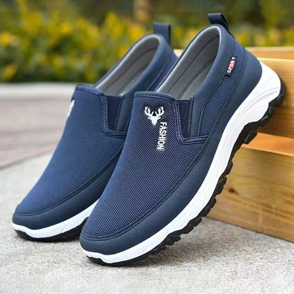 Men's Slip-On Walking Shoes with Cushioned Sole and Grip Outsole