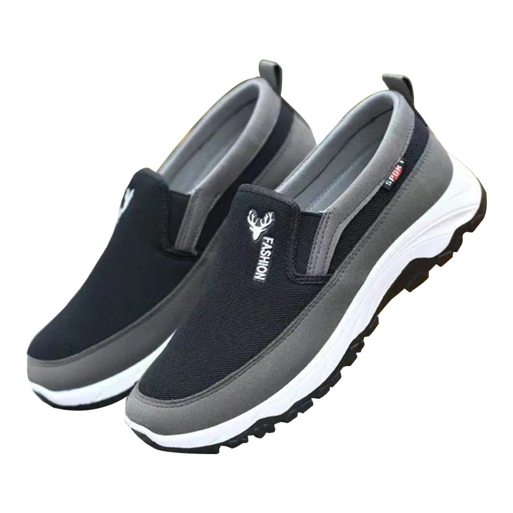 Men's Slip-On Walking Shoes with Cushioned Sole and Grip Outsole