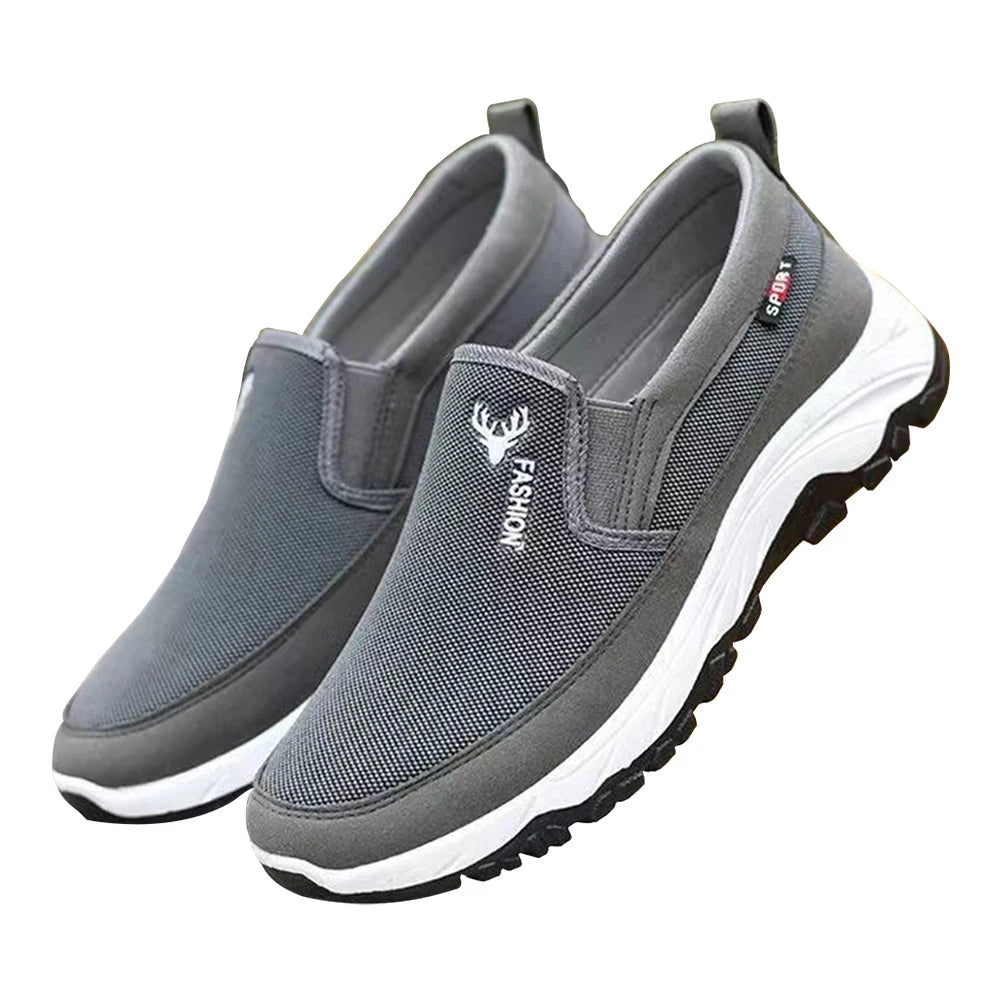 Men's Slip-On Walking Shoes with Cushioned Sole and Grip Outsole