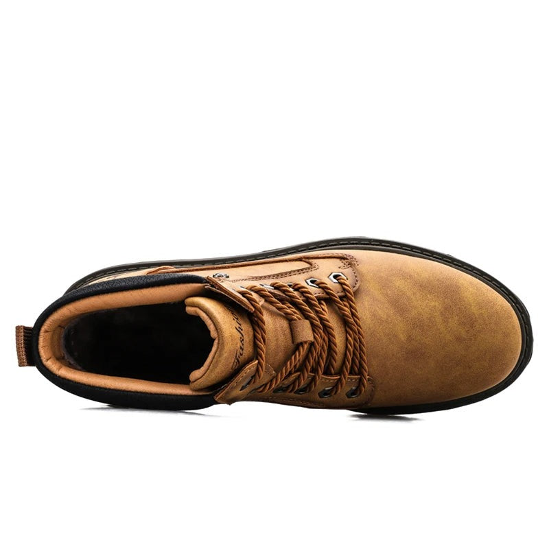 Men’s Lace-Up Ankle Boots with Rugged Outsole and Padded Collar