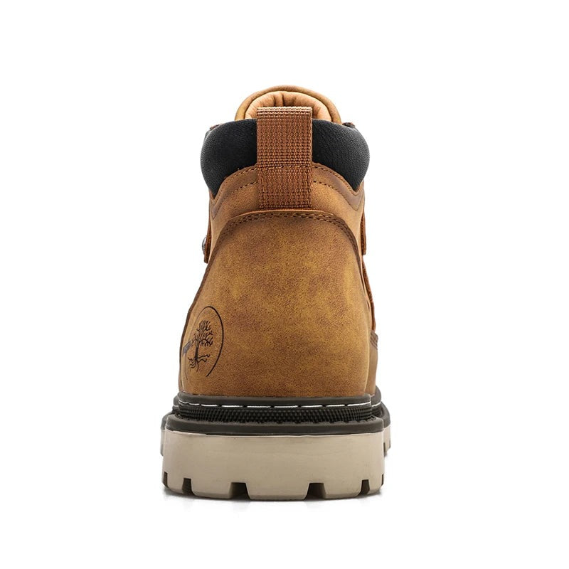 Men’s Lace-Up Ankle Boots with Rugged Outsole and Padded Collar