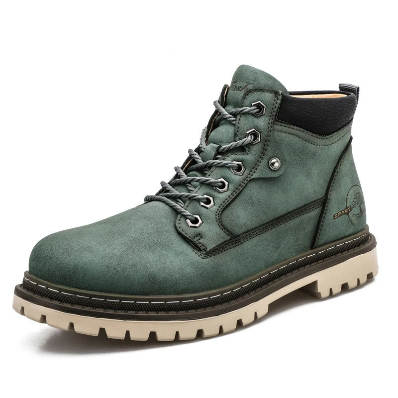 Men’s Lace-Up Ankle Boots with Rugged Outsole and Padded Collar