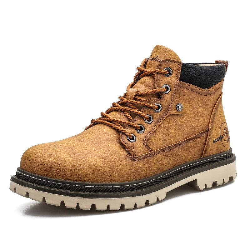 Men’s Lace-Up Ankle Boots with Rugged Outsole and Padded Collar